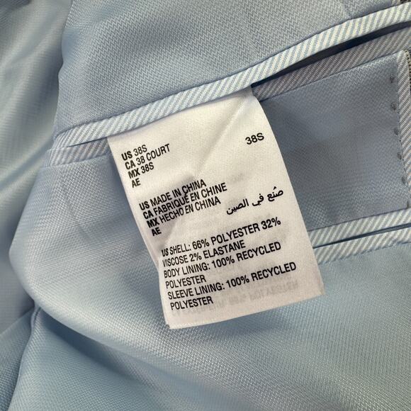 Alfani Mens Slim Fit Stretch Plaid Suit Jacket Light Blue 38S - Picture 5 of 5